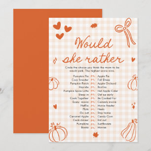 Herfst Pompoen Zou Ze Liever Baby Shower Spel Kaart