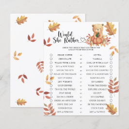 Herfst pompoen / Zou zij liever baby shower spel
