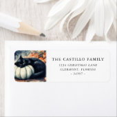 Herfst Pompoen Zwart Kat Retouradres Etiket (Insitu)