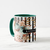 Herfst Pompoen - Zwart-witte strepen Pompoenen Mok (Voorkant links)