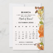 Herfst pompoenbladeren kalender bruidsmeisje voors kaart (Voorkant)