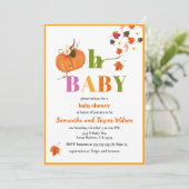 Herfst Pompoenbloemen Baby shower Uitnodiging (Staand voorkant)