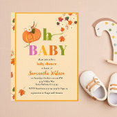 Herfst Pompoenbloemen Meisje Baby shower Uitnodigi Kaart