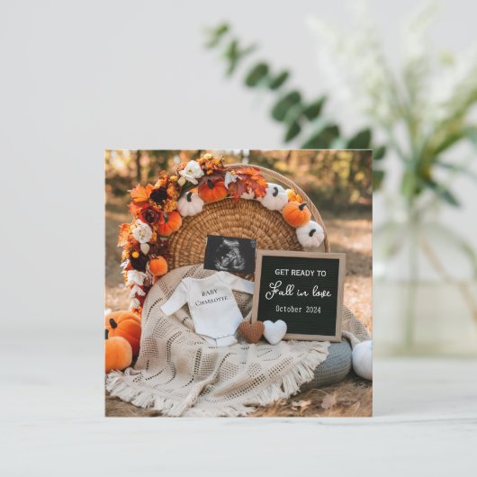 Herfst pompoenbloesem zwangerschapsaankondiging kaart (Staand voorkant)