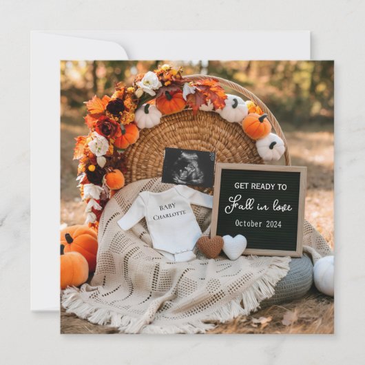 Herfst pompoenbloesem zwangerschapsaankondiging kaart (Voorkant)