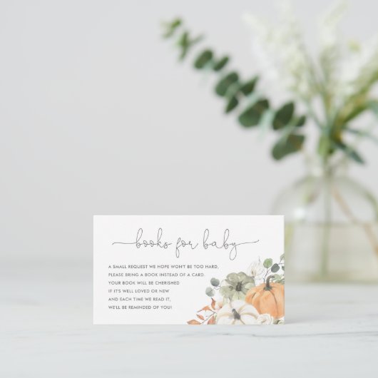 Herfst pompoenboeken voor Baby Informatiekaartje (Staand voorkant)