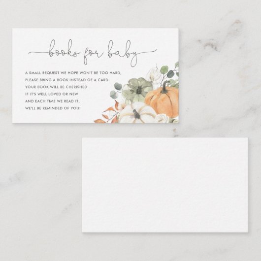 Herfst pompoenboeken voor Baby Informatiekaartje (Voorkant / Achterkant)