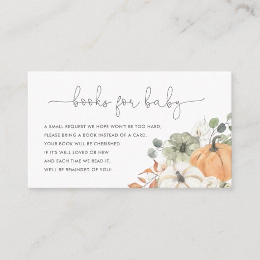 Herfst pompoenboeken voor Baby Informatiekaartje (Voorkant)