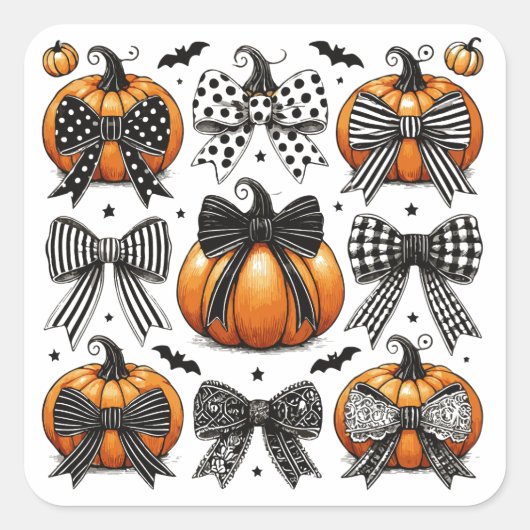 Herfst pompoenboog vierkante sticker (Voorkant)