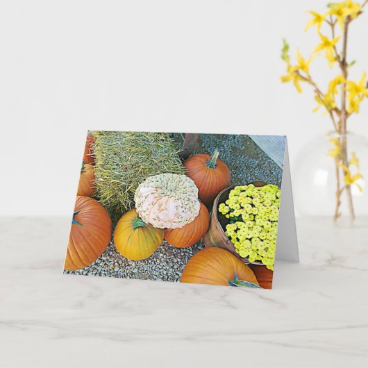 Herfst pompoendisplay Kaart herfst Blessings (Gele Bloem)