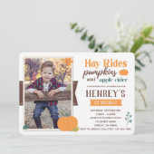 Herfst Pompoenen & Appelcider Foto Verjaardagsfees Kaart (Staand voorkant)