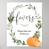 Herfst pompoenen baby shower bevoordeelt groen poster (Voorkant)