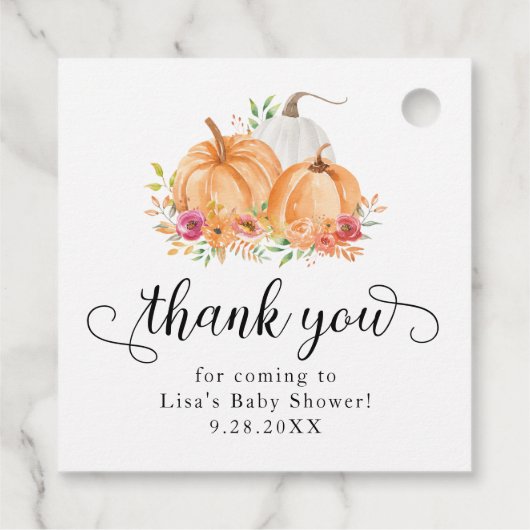 Herfst pompoenen Baby shower dank u Bedankjes Labels (Achterkant)