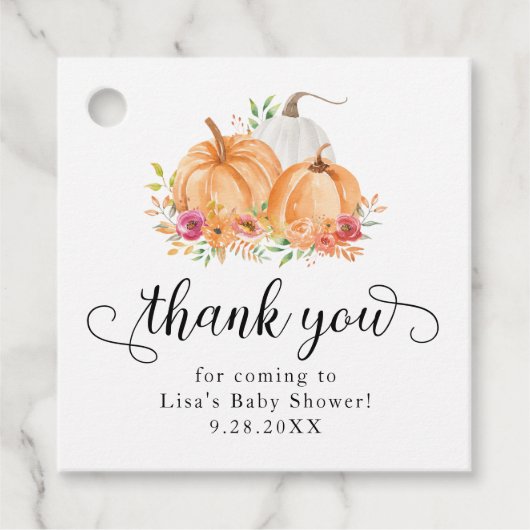 Herfst pompoenen Baby shower dank u Bedankjes Labels (Voorkant)