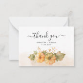 Herfst pompoenen bladeren bruiloft dank u kaart notitiekaartje (Voorkant)