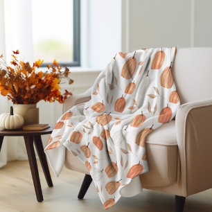 Herfst Pompoenen & Bladeren Fleece Deken
