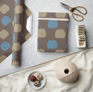 Herfst Pompoenen Blauw Beige Boho Cadeaupapier