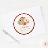 Herfst Pompoenen Bloemen Elegant Bedankbriefje Ronde Sticker (Envelop)