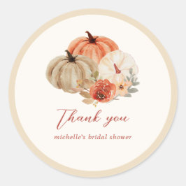 Herfst Pompoenen Bloemen Elegant Bedankbriefje Ronde Sticker