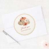 Herfst Pompoenen Bloemen Elegant Bedankbriefje Ronde Sticker (Envelop)