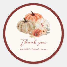 Herfst Pompoenen Bloemen Elegant Bedankbriefjes Ronde Sticker