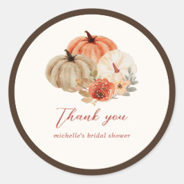 Herfst Pompoenen Bloemen Elegant Bedankbriefjes Ronde Sticker