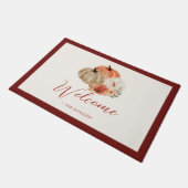 Herfst Pompoenen Bloemen WELKOM FAMILIENAAM Deurmat (Schuin)