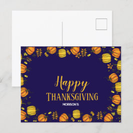 Herfst pompoenen boarder Happy Thanksgiving Aankondigingskaart