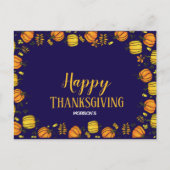Herfst pompoenen boarder Happy Thanksgiving Aankondigingskaart (Voorkant)