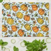 Herfst pompoenen boarder Happy Thanksgiving Theedoek (Gevouwen)