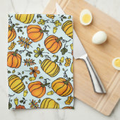 Herfst pompoenen boarder Happy Thanksgiving Theedoek (Quarter Fold)