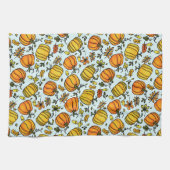 Herfst pompoenen boarder Happy Thanksgiving Theedoek (Horizontaal)