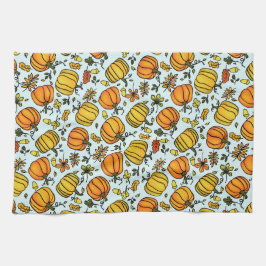 Herfst pompoenen boarder Happy Thanksgiving Theedoek