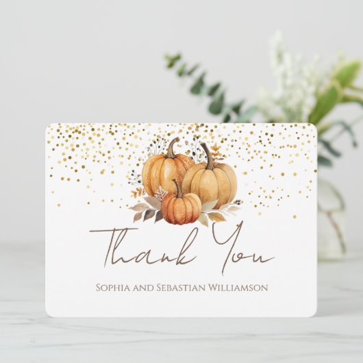 Herfst pompoenen boho dank u bedankkaart (Staand voorkant)