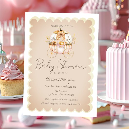 Herfst Pompoenen Bow Carriage Baby shower Kaart