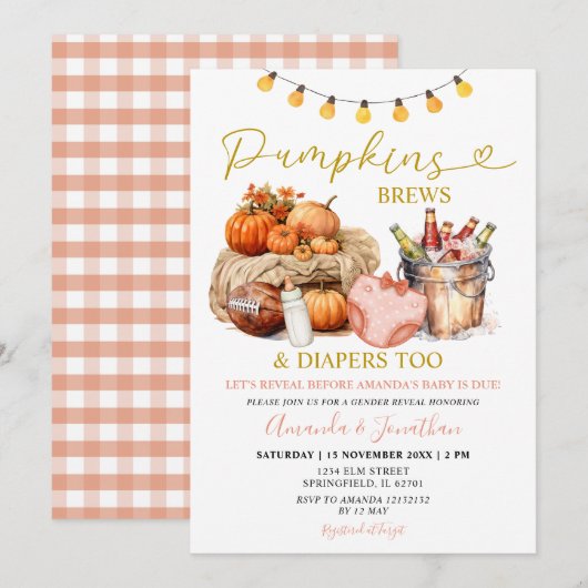 Herfst Pompoenen Brouwen Luiers Meisje Geslacht On Kaart (Voorkant / Achterkant)