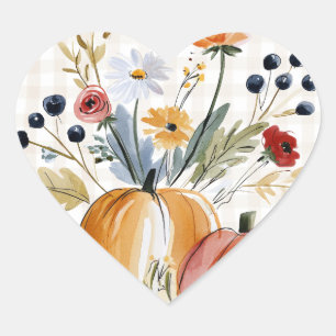 Herfst Pompoenen Bruidsuitnodiging Bloemenschilder Hart Sticker