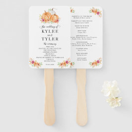 Herfst pompoenen bruiloft programma hand fans handwaaier
