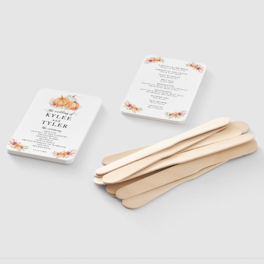 Herfst pompoenen bruiloft programma hand fans handwaaier (Niet-gemonteerd)