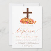 Herfst Pompoenen & Cross Baby Doop Kaart (Voorkant)