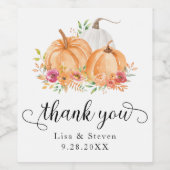 Herfst pompoenen dank u bruiloft wijn etiket (Enkel label)