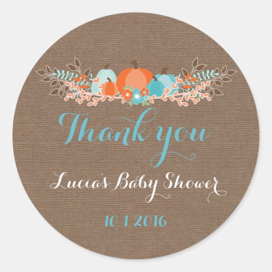 Herfst pompoenen dank u Labels burlap achtergrond (Voorkant)