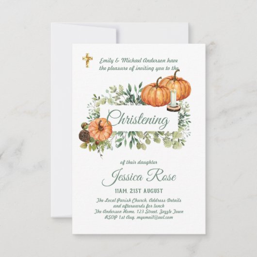 Herfst Pompoenen Doop Uitnodiging Doopsel (Voorkant)
