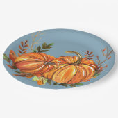 Herfst pompoenen Dusty Blue Papieren Bordje (Gekanteld)