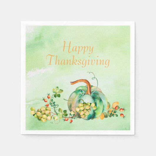 Herfst Pompoenen en Berries Papier Napkin Servet (Voorkant)