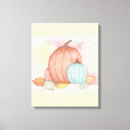 Herfst Pompoenen en bladeren Canvas Afdruk