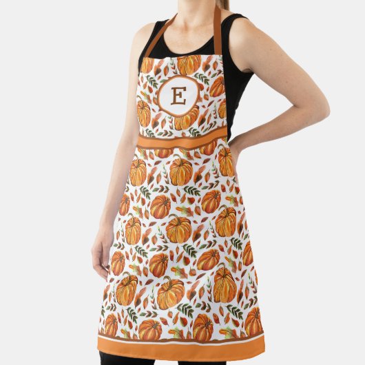 Herfst pompoenen en bladeren monogram schort (Insitu)