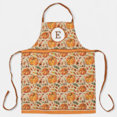 Herfst pompoenen en bladeren monogram schort (Voorkant)