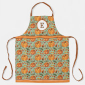 Herfst pompoenen en bladeren monogram schort (Voorkant)