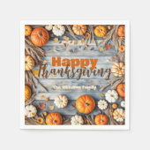 Herfst pompoenen en bladeren op houten Thanksgivin Servet (Voorkant)